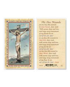 The Five Wounds Laminated Holy Card. Inc. of 25