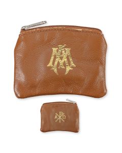 Brown Sheepskin Rosary Pouch