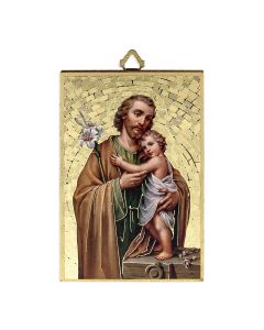 4" x 6" Gold Foil Saint Joseph Mosaic Plaque in Spanish