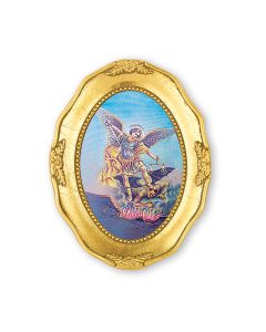 3 1/2" x 4 1/2" Gold Leaf Framed with a Saint Michael Print-P65