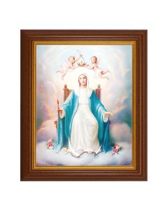 10 1/2" x 12 1/2" Walnut Finish Beveled Frame with 8" x 10" Queen of Heaven Textured Art