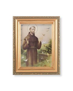 5.5" x 7" Antique Gold Frame with a Saint Francis Print