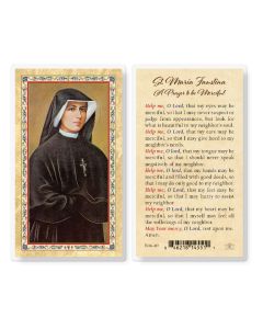 Prayer to St Maria Faustina Laminated Holy Card. Inc. of 25