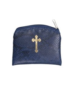 Dark Blue Reptile Patterned Rosary Pouch