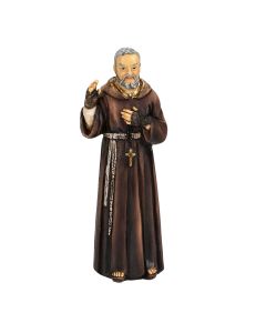 4" Cold Cast Resin Hand Painted Statue of Saint Pio in a Deluxe Window Box-P65