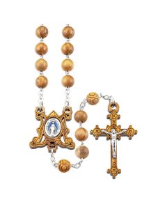 Olive Wood Rosary with a Miraculous Center