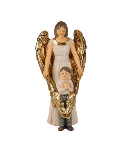 4" Cold Cast Resin Hand Painted Statue of Guardian Angel with Boy in a Deluxe Window Box-P65