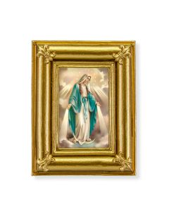 Gold Frame with Fleur de lis Corners and an Our Lady of Grace Print-P65