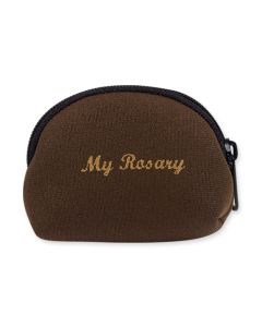 Brown Neoprene Rosary Case, Gold Stamped with My Rosary