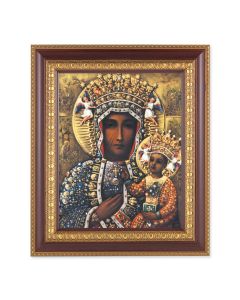 11 1/2" x 13 1/2" Cherry Frame with Gold Trim with an 8" x 10" Our Lady of Czestochowa Print