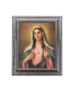 10 1/2" x 12 1/2" Grey Oak Finish Frame with an 8" x 10" Immaculate Heart of Mary Print