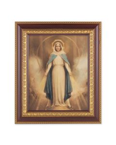 11 1/2" x 13 1/2" Cherry Frame with Gold Trim with an 8" x 10" Chambers: Miraculous Medal Print