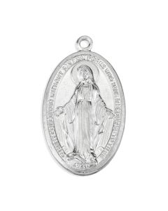 1 3/8" Miraculous Medal in Antiqued Silver Finish