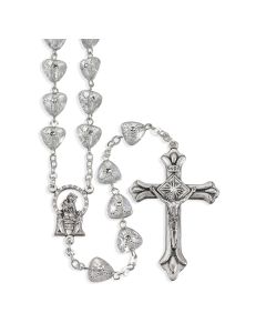 Crystal Etched Heart Shaped Bead Rosary