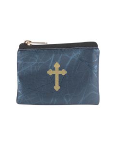 Blue Marbled Patterned Rosary Pouch