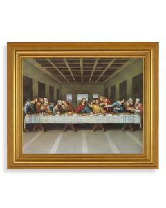 10" x 12" Gold Leaf Finish Beveled Frame with 8" x 10" Davinci: Last Supper Textured Art