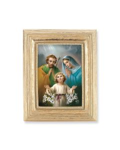 3 3/4" x 4 1/2" Gold Frame with a Holy Family Print-P65