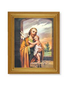 10" x 12" Gold Leaf Finish Beveled Frame with 8" x 10" St. Joseph Textured Art