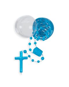 Blue Bead Corded Rosary in a Plastic Egg Case-P65