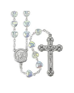 Aurora Glass Heart Shaped Bead Rosary