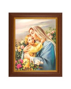 10 1/2" x 12 1/2" Walnut Finish Beveled Frame with 8" x 10" Madonna and Child Textured Art