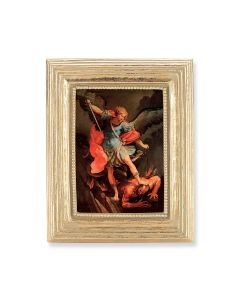 3 3/4" x 4 1/2" Gold Frame with a Saint Michael Print-P65