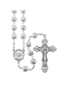 Silver Finished Filigree Bead Rosary