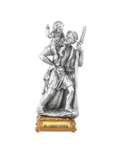 4 1/2" Pewter Saint Christopher Statue, Gift Boxed-P65