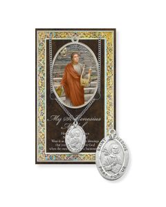 Saint Genesius Genuine Pewter Medal on a 24" Chain with Biography and Picture Folder