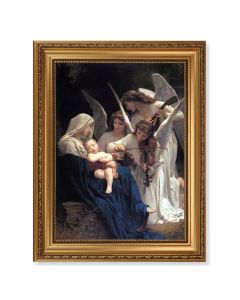 15 1/2" x 19 1/2" Antique Gold Leaf Beveled Frame with Bead Inlay and 12" x 16" Bouguereau: Heavenly Melody Textured Art