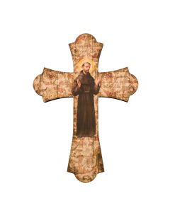 St Francis 12" Laser Cut Wood Vintage Wall Cross