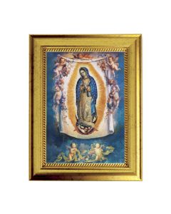 6 3/4" X 8 3/4" Gold Leaf Finish Frame with 5" X 7" Our Lady of Guadalupe Textured Art