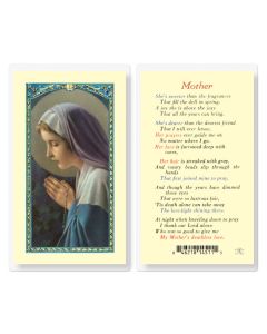 Mother with Madonna Praying Rosary Holy Card