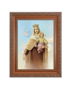 8.25" x 10.25" Ornate Wood Frame with a 6" x 8" Our Lady of Mt. Carmel Print