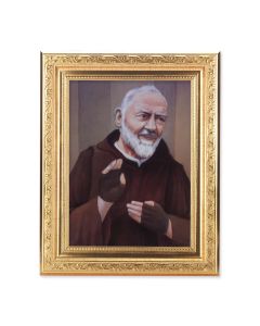 8 1/4" x 10 1/4" Gold Ornate Frame with a 6" x 8" Saint Pio Print