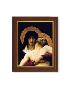 10 1/2" x 12 1/2" Walnut Finish Beveled Frame with 8" x 10" Pieta  Textured Art