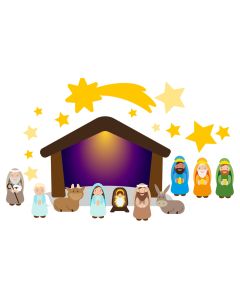 11 1/2" x 8 3/4" Vinyl Window Cling Set with Manger Nativity Scene