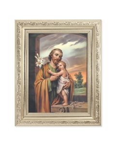 8.25" x 10.25" Silver Ornate Frame with a 6" x 8" Saint Joseph Print