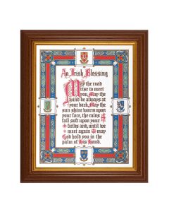 10 1/2" x 12 1/2" Walnut Finish Beveled Frame with 8" x 10" Irish Blessing Textured Art
