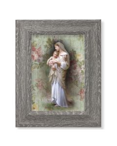 7 1/2" x 9 1/2" Grey Weathered Frame with Divine Innocence Artwork on Wood Plaque