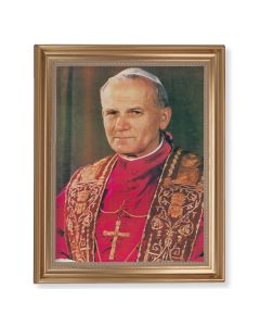 13 1/2" x 16 9/16" Gold Leaf Antique Finished Frame with 11" x 14" Saint John Paul II Textured Art