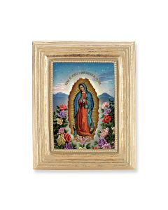 3 3/4" x 4 1/2" Gold Frame with a Our Lady of Guadalupe Print-P65