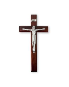 12" Genuine Cherry Wood Cross with Fine Pewter Corpus
