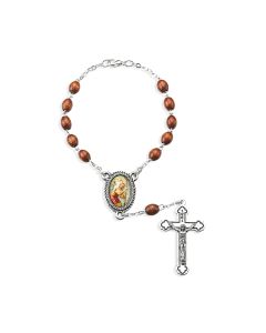 6mm St. Christopher Brown Wood Bead Auto Rosary