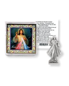 Divine Mercy Pocket Statue with Holy Card in a Clear Pouch-P65