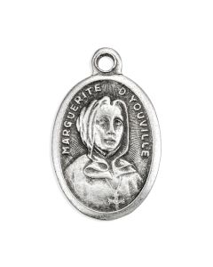 1" Oval Antiqued Silver Oxidized Saint Marguerite Medal