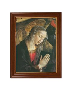 15 1/2" x 19 1/2" Walnut Finish Frame with Gold Accent and a 12" x 16" Ghirlandaio: Praying Madonna Textured Art