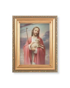 5.5" x 7" Antique Gold Frame with a Good Shepherd Print