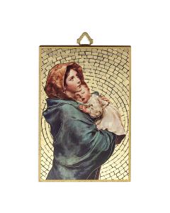 4" x 6" Gold Foil Madonna of Street Mosaic Plaque in Spanish