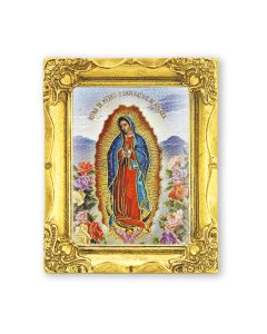 3" x 2" Antique Gold Frame with Our Lady of Guadalupe Print-P65